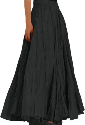 Womens Fashion Casual High Waist Fold A Dress Soild Vintage Loose Beach Wrap Maxi Long Skirt Women Skirt Suits