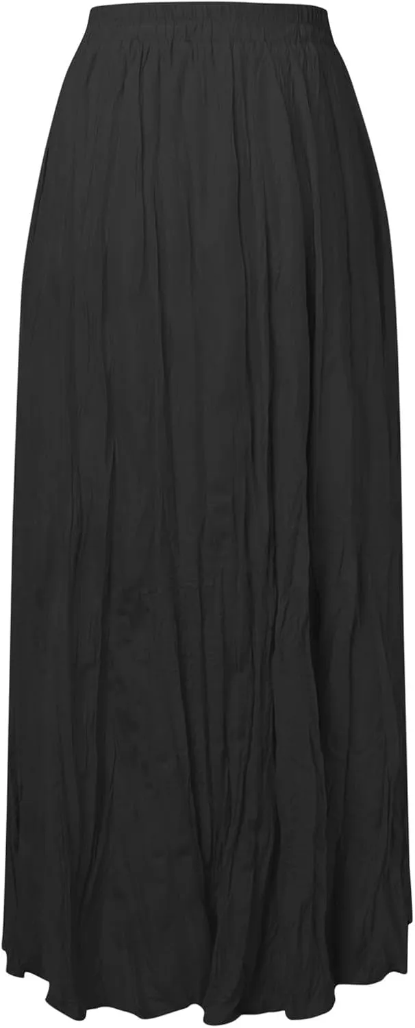 Womens Fashion Casual High Waist Fold A Dress Soild Vintage Loose Beach Wrap Maxi Long Skirt Women Skirt Suits