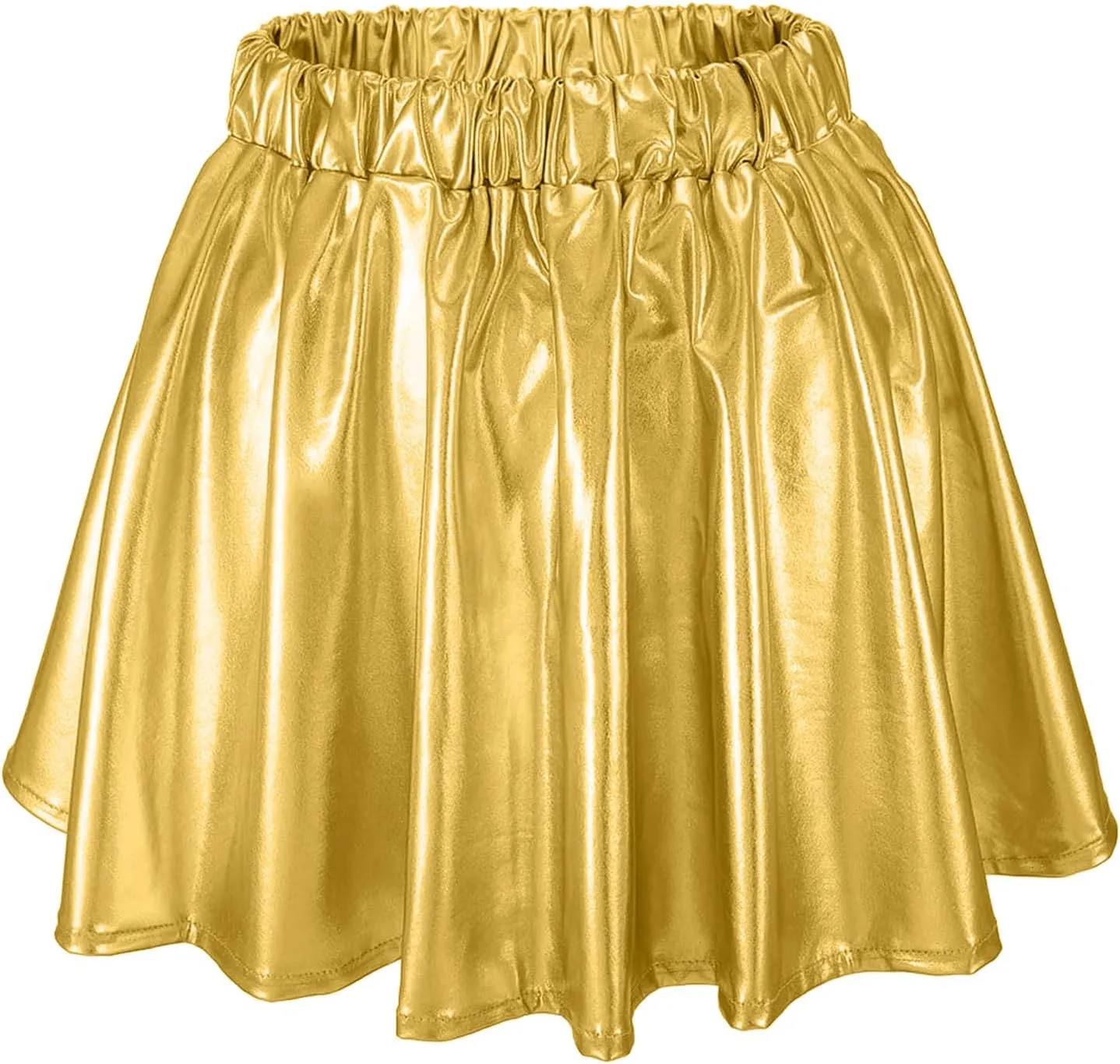 Womens Fashion High Waisted Pleated Skirts Shiny Metallic Dance Skirt Flared A Line Mini Skort Carnival Sequin Skirts