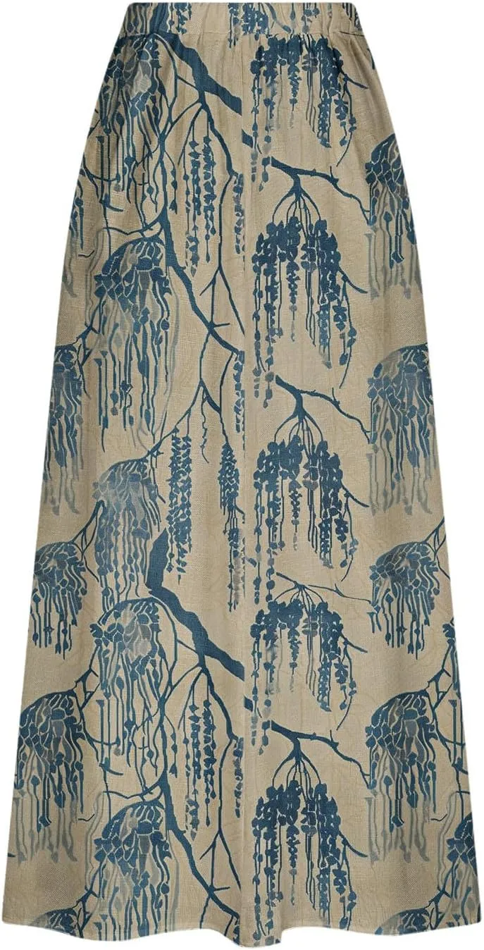 Women's Graphic Skirts Baggy Plus Size High Waisted Stretch Skirt Summer Vacation Boho Skirts with Pockets