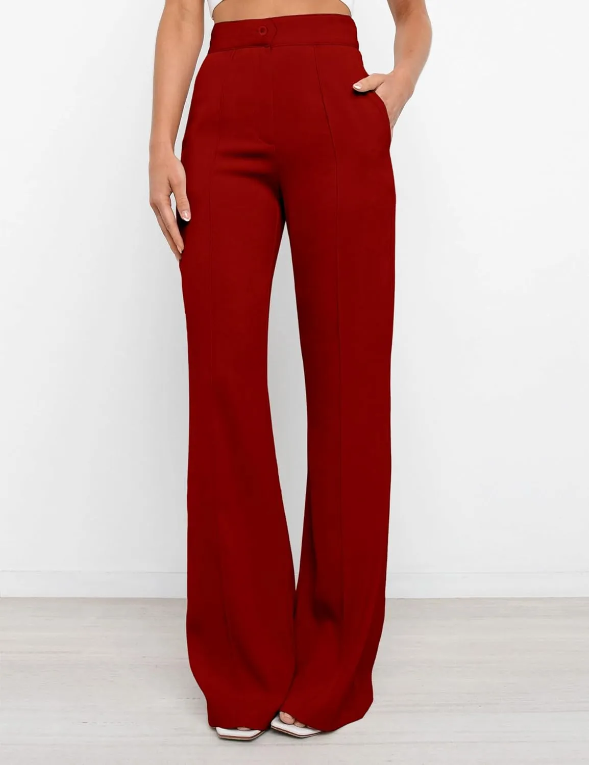 Women's High Waist Casual Dress Pants, Lightweight Wide Leg Long Trousers, Work Pants with Pockets for Women Office.