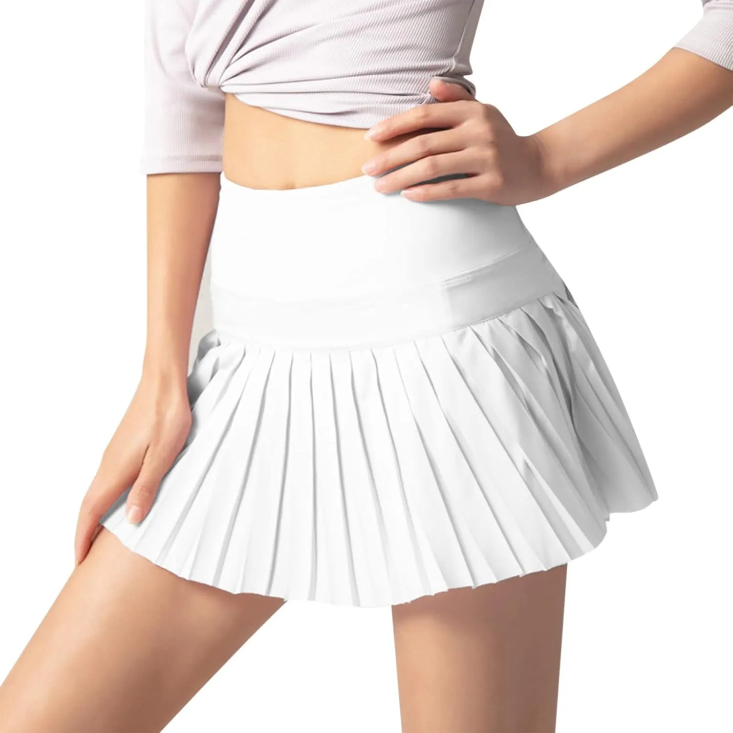 Women's High Waisted Running Skorts Sports Pleated Skirts Ruffle Solid Large Swing Half A Line Skirt Fall Mini