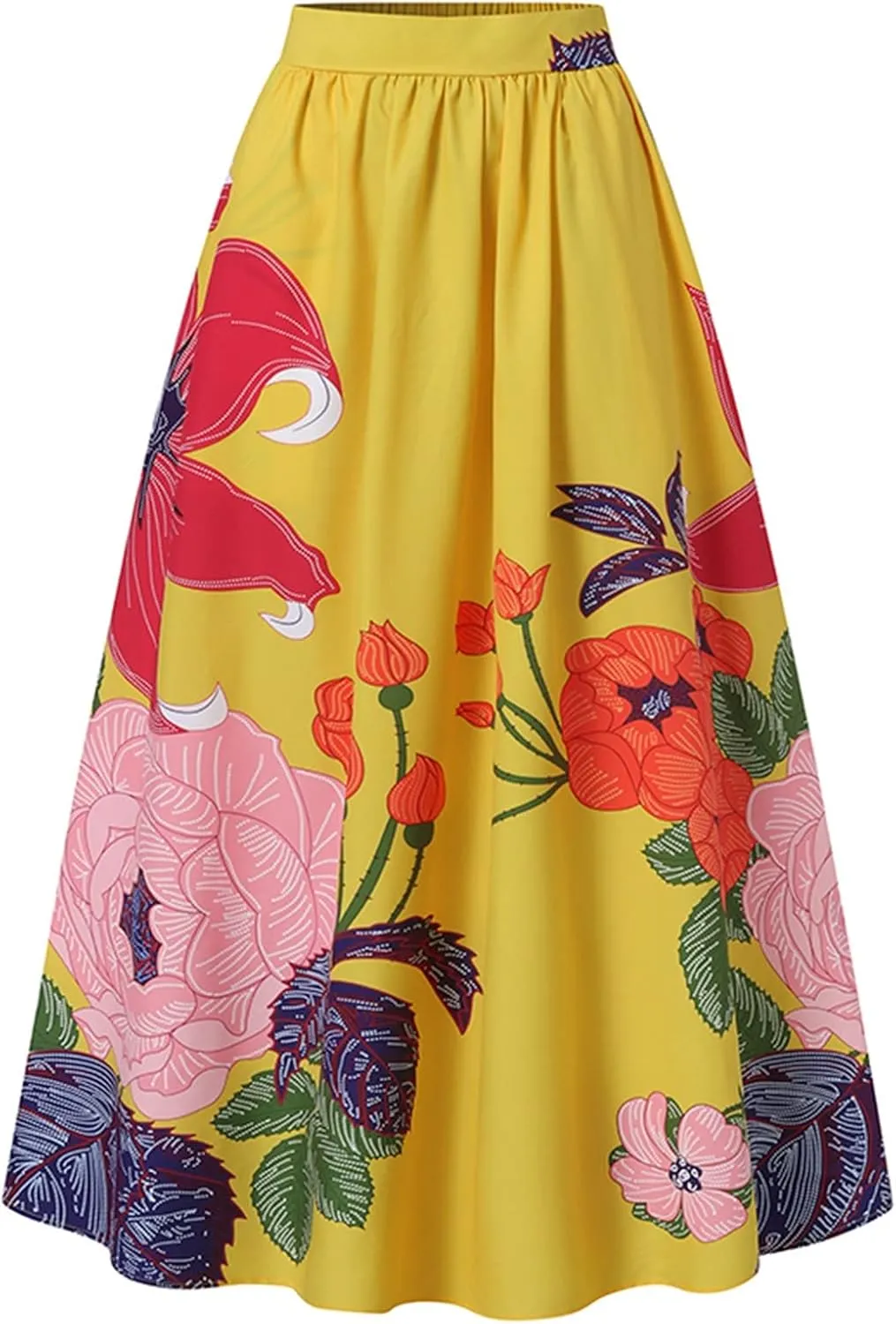 Women's High Waisted Skirts Floral Boho Beach Party Maxi Skirt