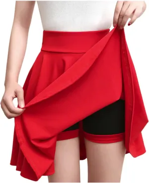 Women's High Waisted Tennis Skirt Athletic Running Golf Skorts Skirts Stretchy Pleated Mini Skater Skirt with Shorts