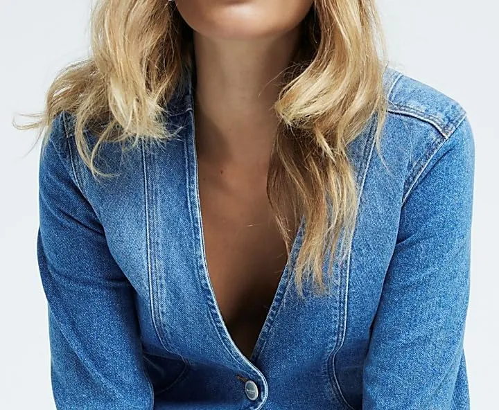 Womens Jean Jacket Casual Trendy Long Sleeve V Neck Lightweight Button Down Jean Denim shacket Tops