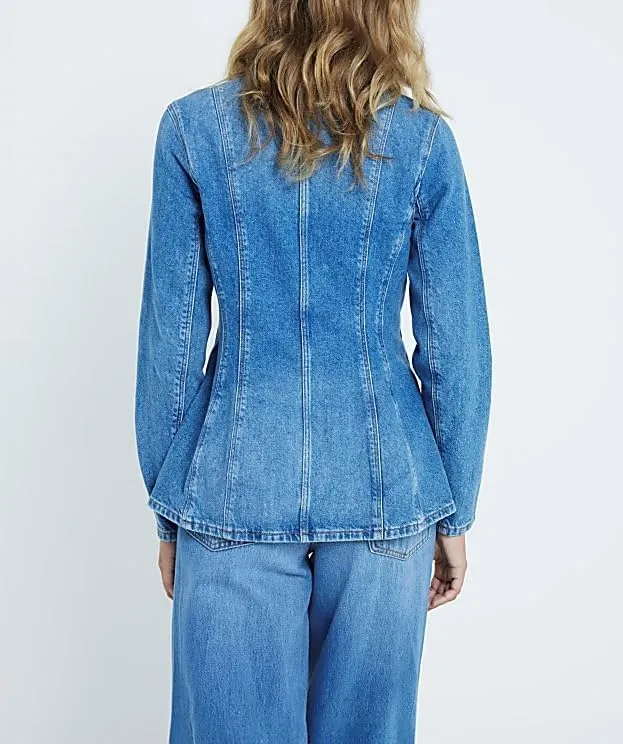 Womens Jean Jacket Casual Trendy Long Sleeve V Neck Lightweight Button Down Jean Denim shacket Tops