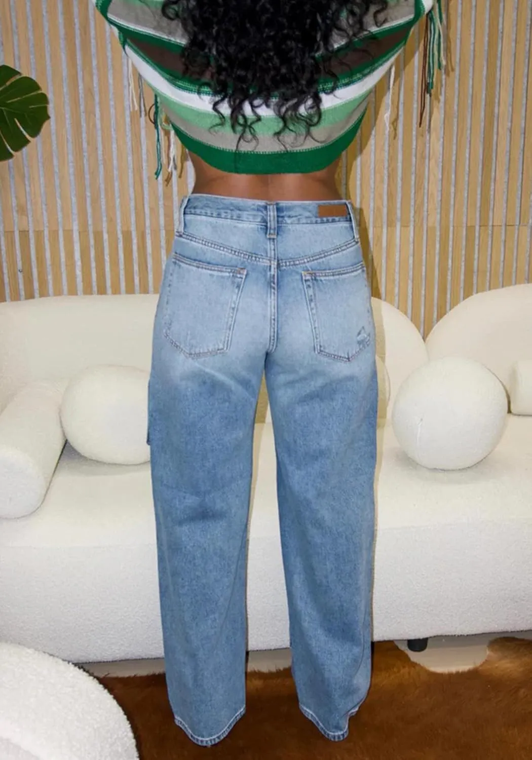 Womens Jeans Trendy Y2k Irregular High Waisted Straight Wide Leg Baggy Jeans Streetwear