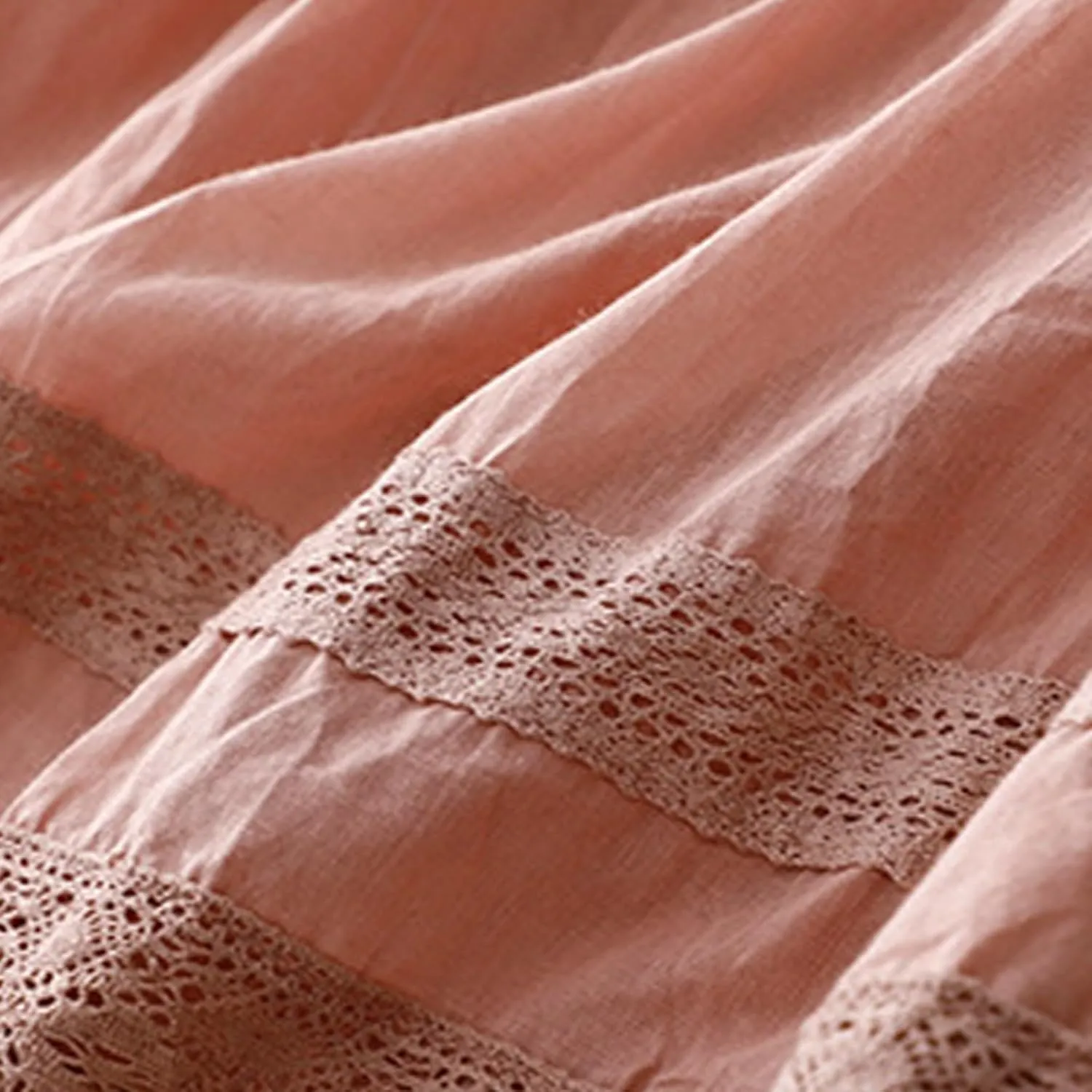 Women's Lace Cotton Linen Skirt Trendy Lightweight Midi Length Skirt Drawstring Waist A Line Beach Flowy Long Skirts