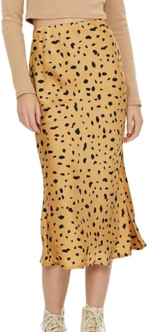 Women's Leopard Skirt Ombre Lightweight Flare Midi Length High Waist Cheetah Skirt