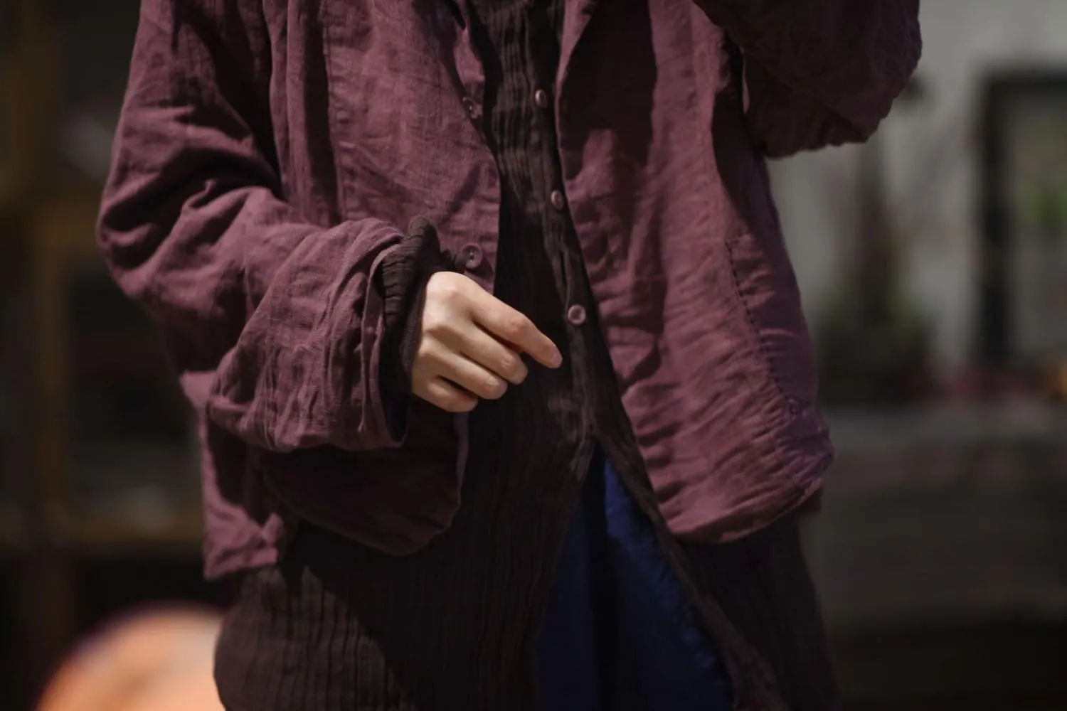 Womens Lightweight 100% Linen Cropped Blazer Long Sleeve Button Casual Summer Fall Short Blazer Jacket Coat