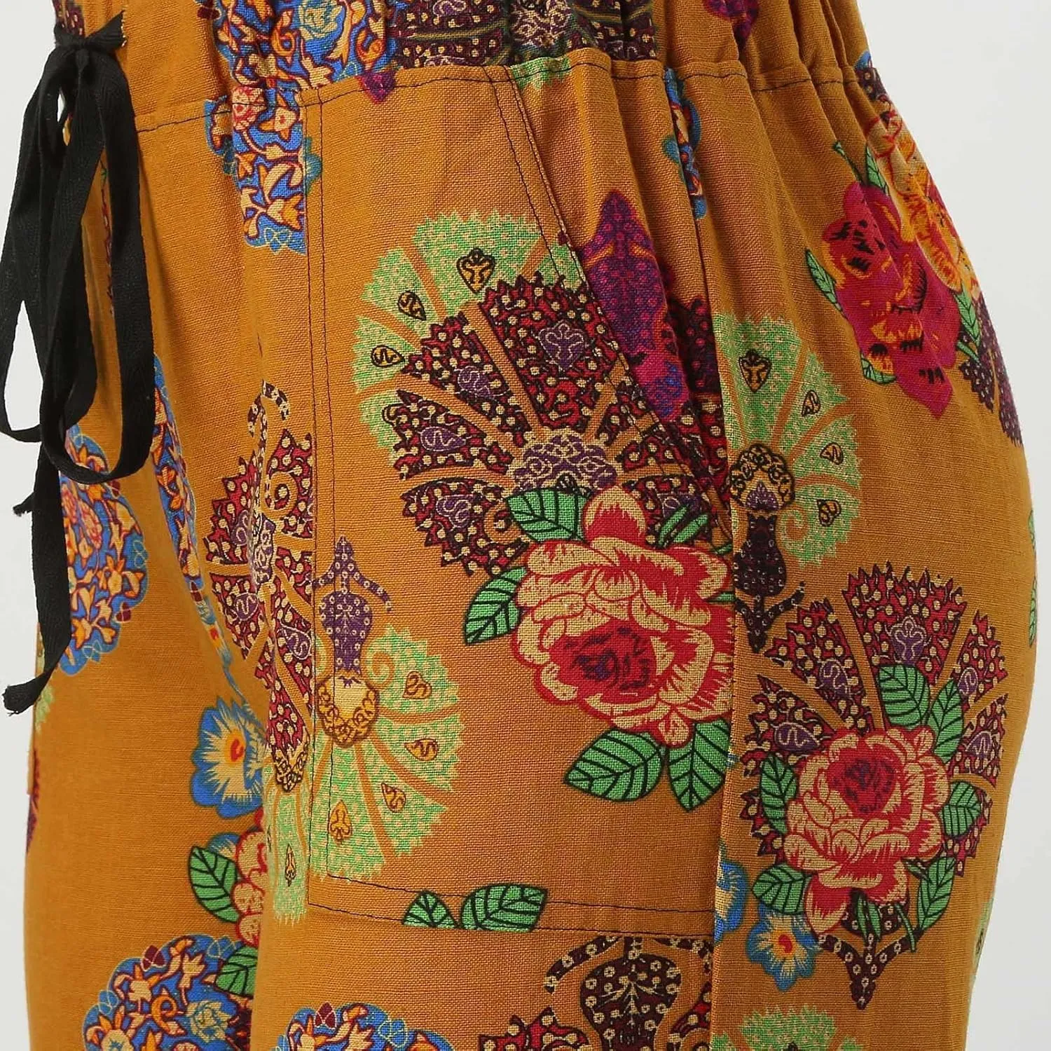 Womens Linen Pants Wide Leg Pockets Elastic Belt Waist Pants Long Trousers Crop Linen Pants for Women