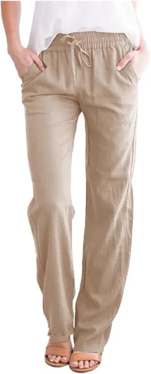 Womens Linen Striped Capris Summer Capri Pants 2025 Summer 2025 Wide Leg Loose Drawstring Elastic Waist Cropped Trouser