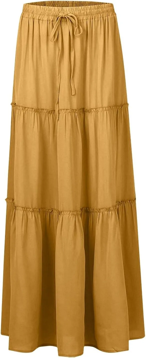 Womens Long Skirt 2025 Summer Casual Trendy Beach Western Skirts Music Festival Outfits Hippie Clothes