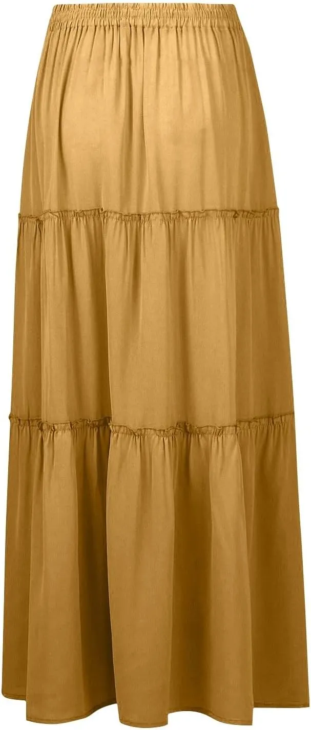 Womens Long Skirt 2025 Summer Casual Trendy Beach Western Skirts Music Festival Outfits Hippie Clothes