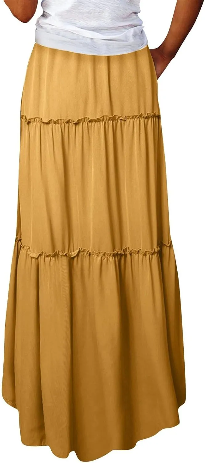 Womens Long Skirt 2025 Summer Casual Trendy Beach Western Skirts Music Festival Outfits Hippie Clothes