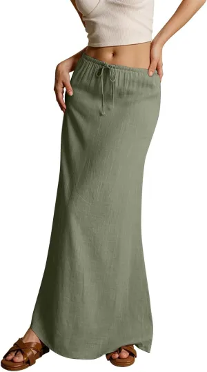 Womens Long Skirt 2025 Summer Casual Trendy Beach Western Skirts Music Festival Outfits Hippie Clothes
