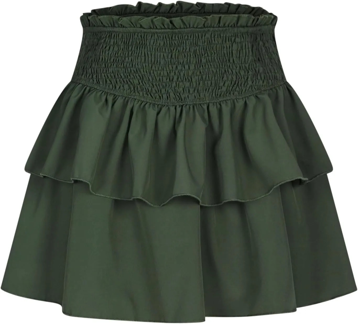 Women's Pleated Skirts High Waisted Layered Ruffle Curvy Hem Tiered Skirt Solid Color Sports Running Skirts