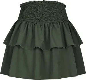Women's Pleated Skirts High Waisted Layered Ruffle Curvy Hem Tiered Skirt Solid Color Sports Running Skirts
