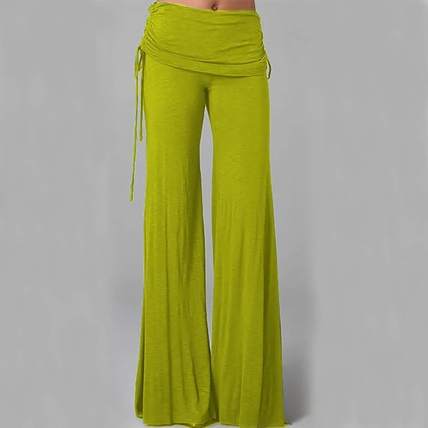 Women's Pleated Wide Leg Palazzo Pants High Waisted Flare Yoga Leggings Summer Casual Trendy Trousers