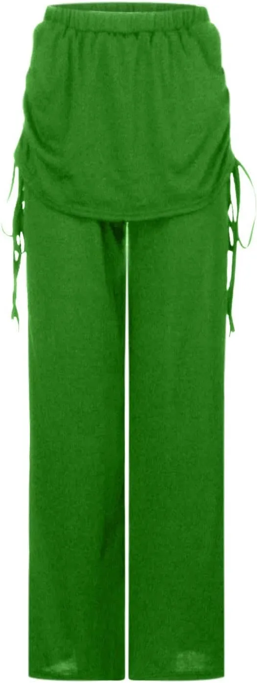 Women's Pleated Wide Leg Palazzo Pants High Waisted Flare Yoga Leggings Summer Casual Trendy Trousers