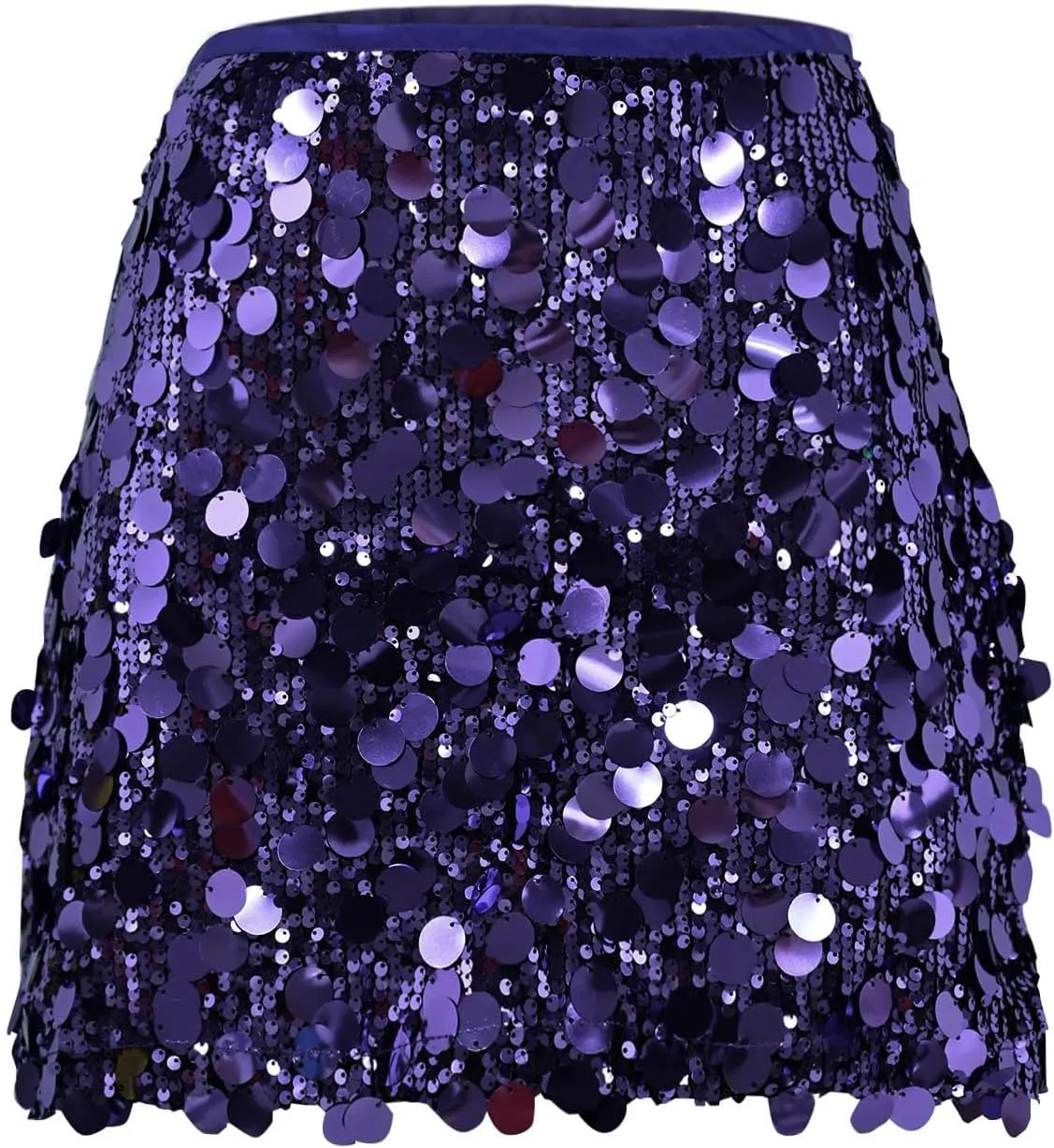 Womens Sequin Skirts Sparkly Glitter Mid-Thigh Length Concert Mini Skirt Shiny Dance Club Rave Party Bodycon Skirt