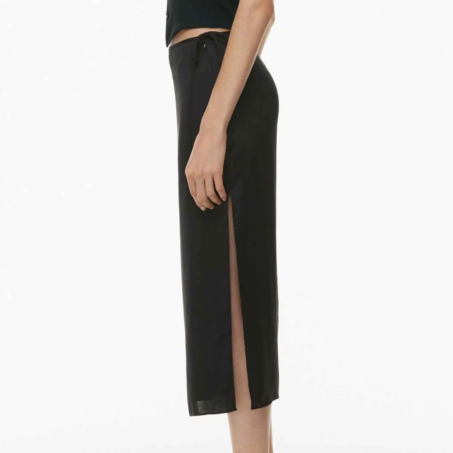Womens Shift Skirt Casual Elegant Side Split Drawstring High Waisted Wrap Midi Skirt Office Business Work Skirt