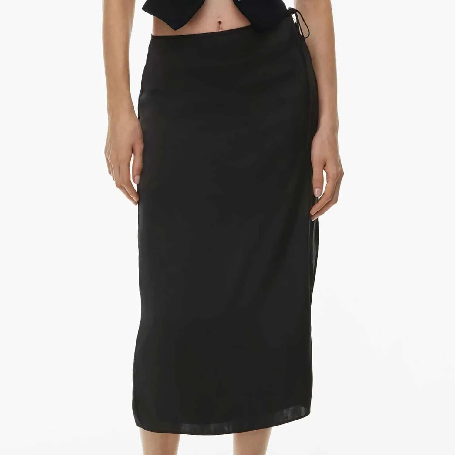 Womens Shift Skirt Casual Elegant Side Split Drawstring High Waisted Wrap Midi Skirt Office Business Work Skirt