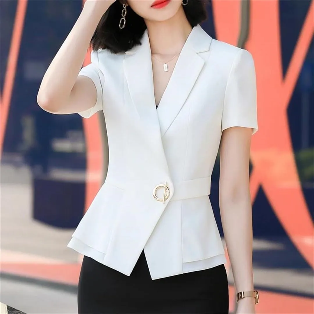 Women's Short Sleeve Designer Thin Blazer Jacket