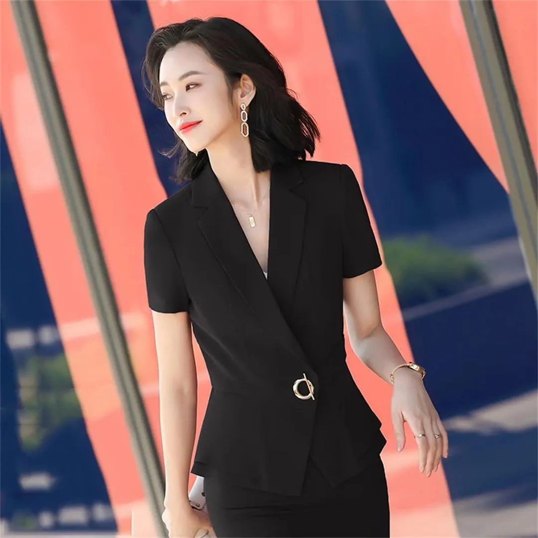 Women's Short Sleeve Designer Thin Blazer Jacket