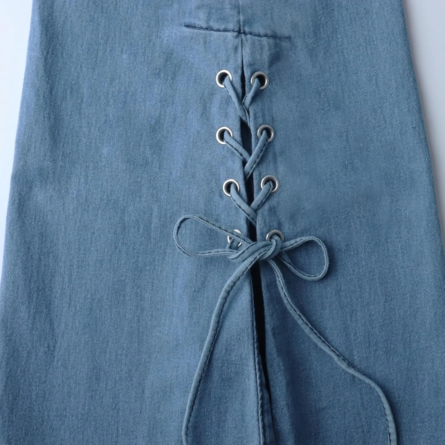 Womens Side Lacing Bell Bottom Jeans Stretch Butt Lifting Vintage Washed Jeans Skinny Flare Pants