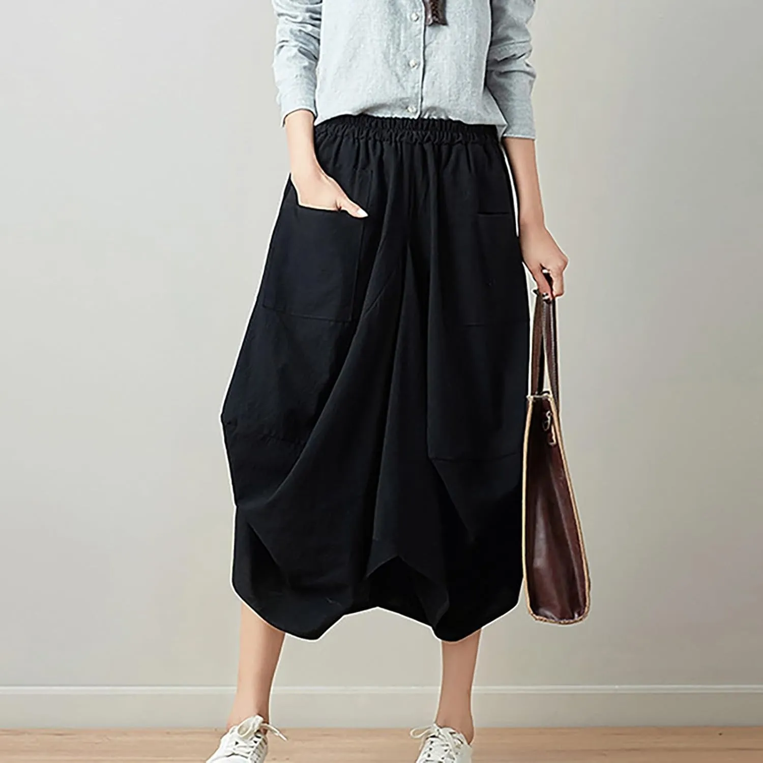 Women's Skirt Ethnic Style Cute Beautiful Loose Skirt Girls Plaid Skirt Size 12