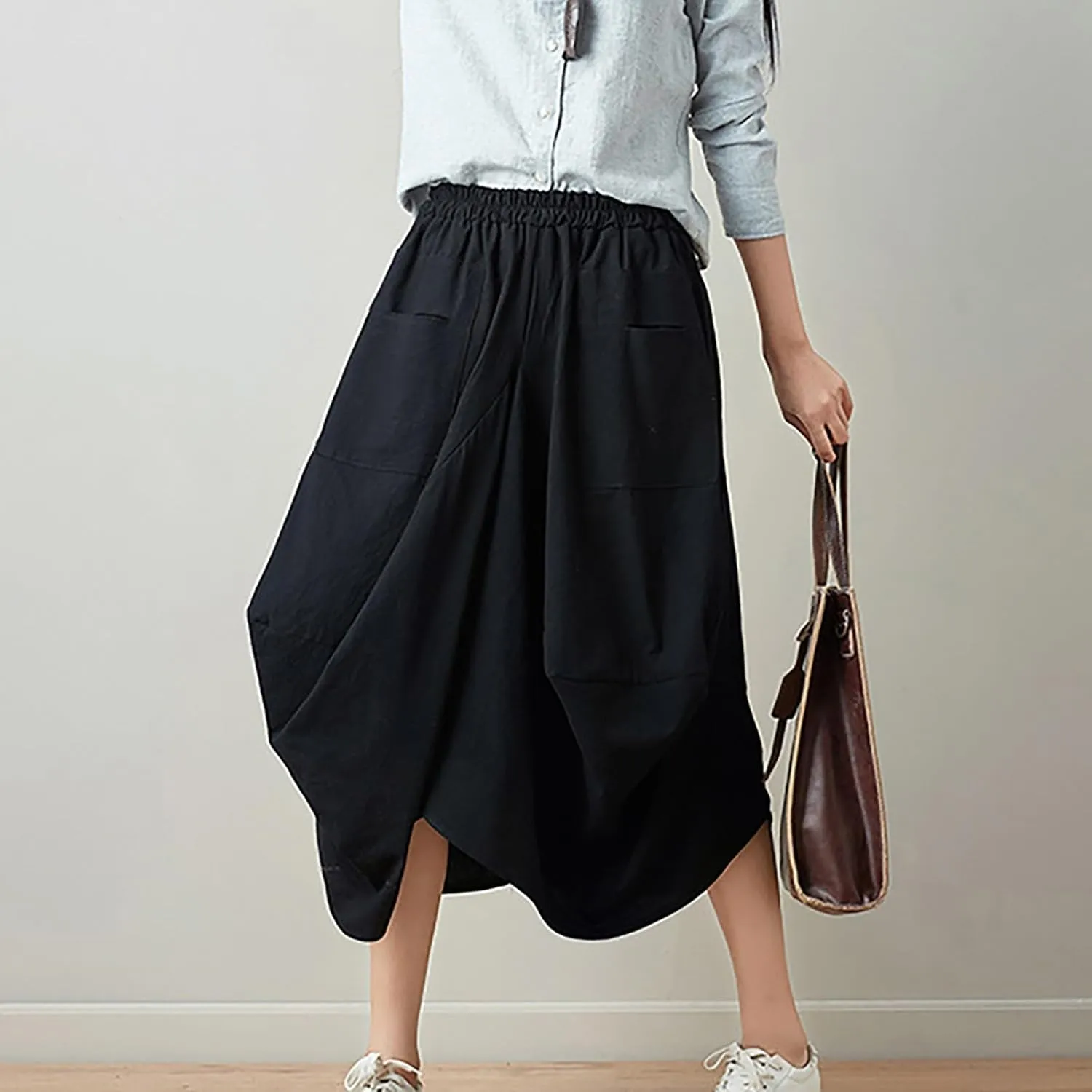 Women's Skirt Ethnic Style Cute Beautiful Loose Skirt Girls Plaid Skirt Size 12