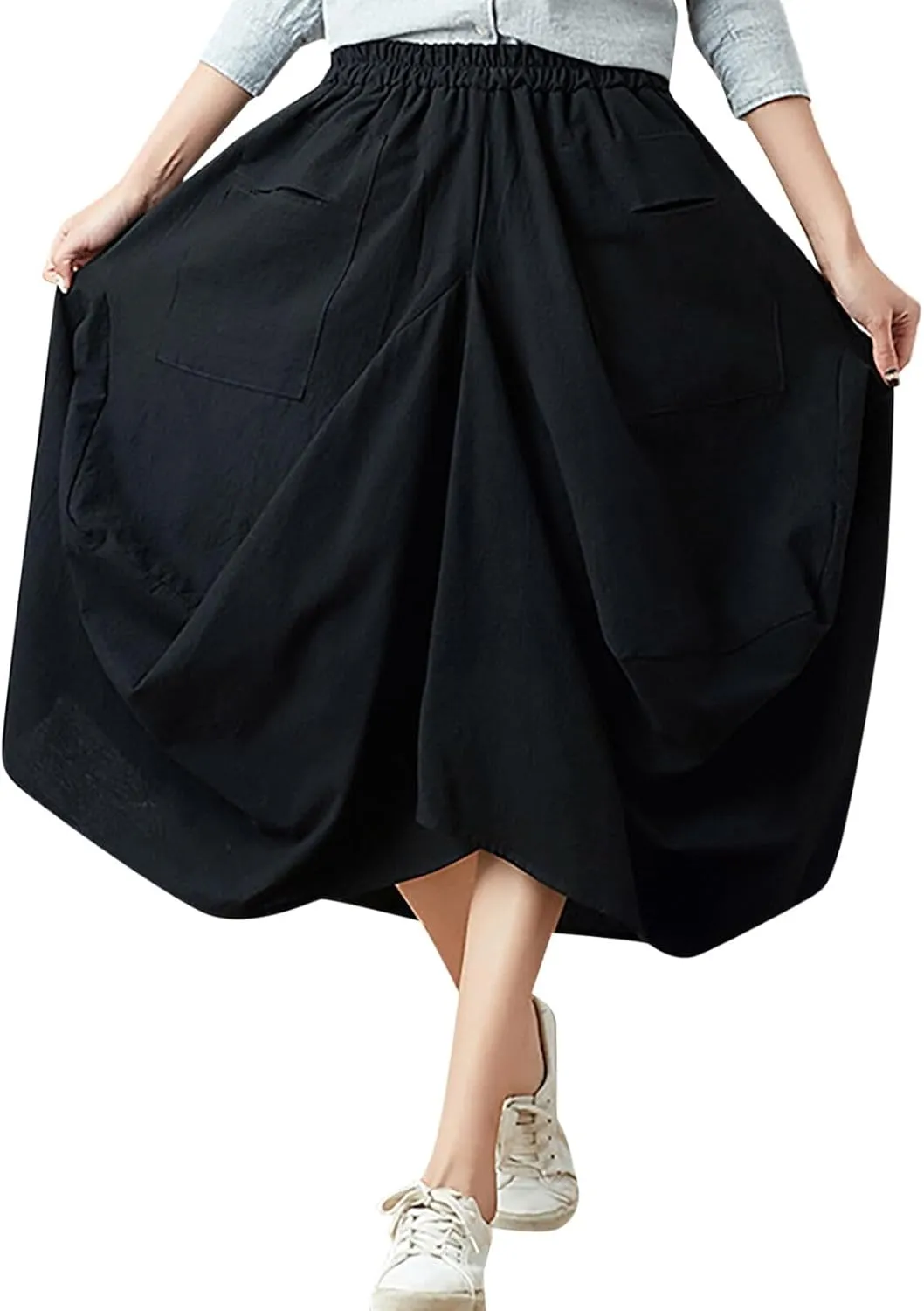 Women's Skirt Ethnic Style Cute Beautiful Loose Skirt Girls Plaid Skirt Size 12