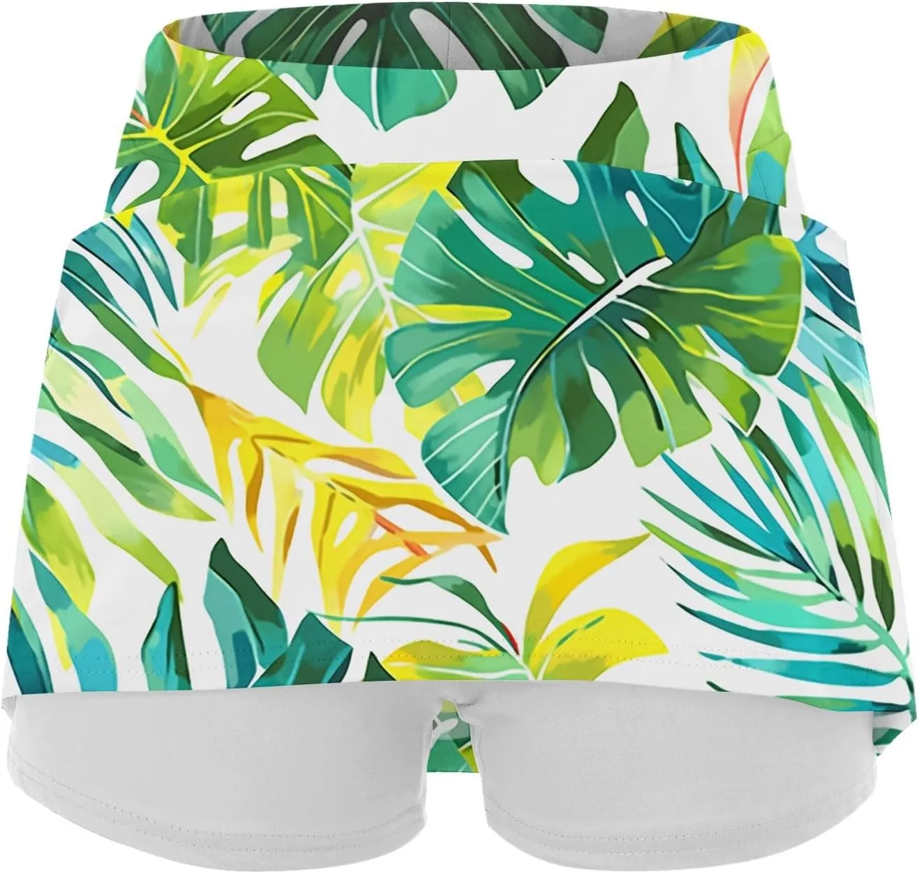 Womens Skorts with Pockets Tummy Control Floral Print Skorts High Waist Athletic Sports Pants Skirt Casual Shorts