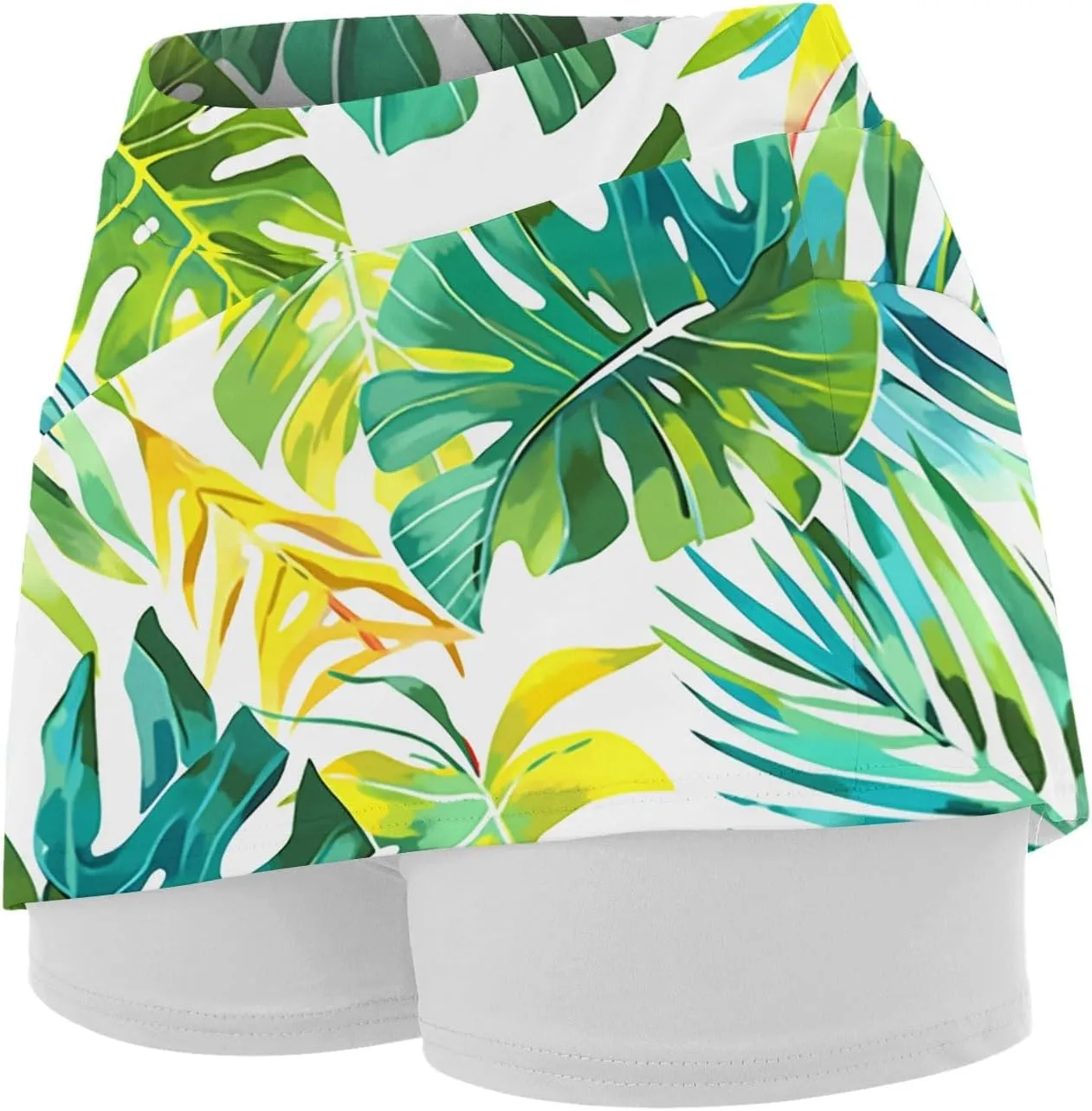Womens Skorts with Pockets Tummy Control Floral Print Skorts High Waist Athletic Sports Pants Skirt Casual Shorts