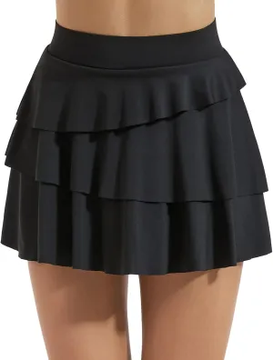 Womens Solid Color Skirt Pants High Waist Shirt Pocket Sports Pleated Skirt Training Sweat Button Down Skater