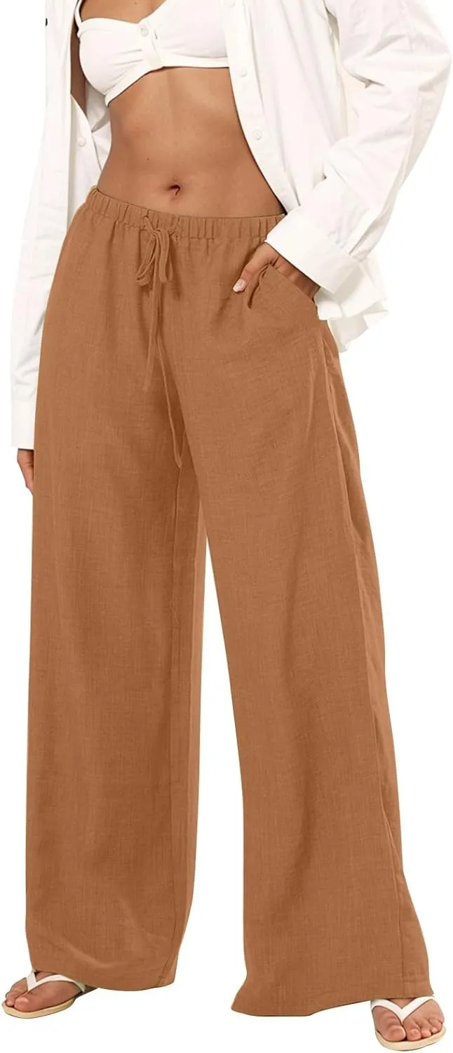 Women's Summer Casual Flowy Wide-Legged Dressy Loose Fit Fashion Pants