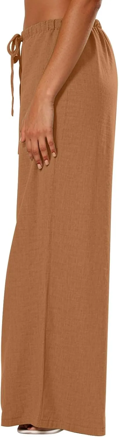 Women's Summer Casual Flowy Wide-Legged Dressy Loose Fit Fashion Pants