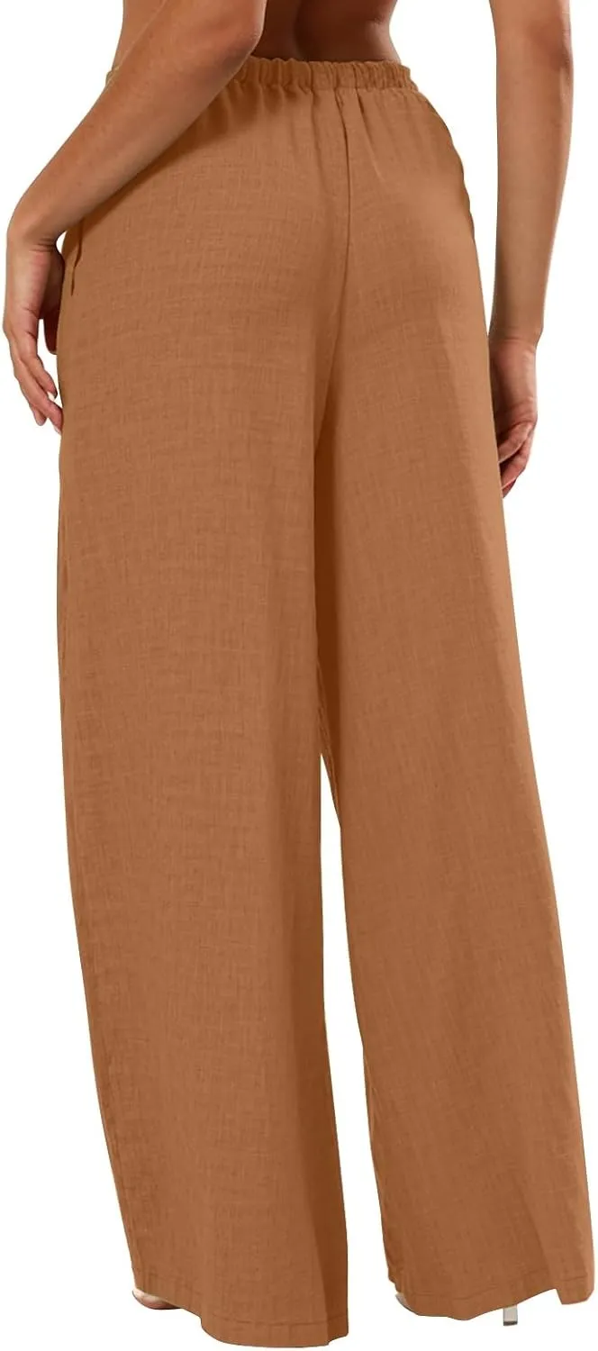 Women's Summer Casual Flowy Wide-Legged Dressy Loose Fit Fashion Pants