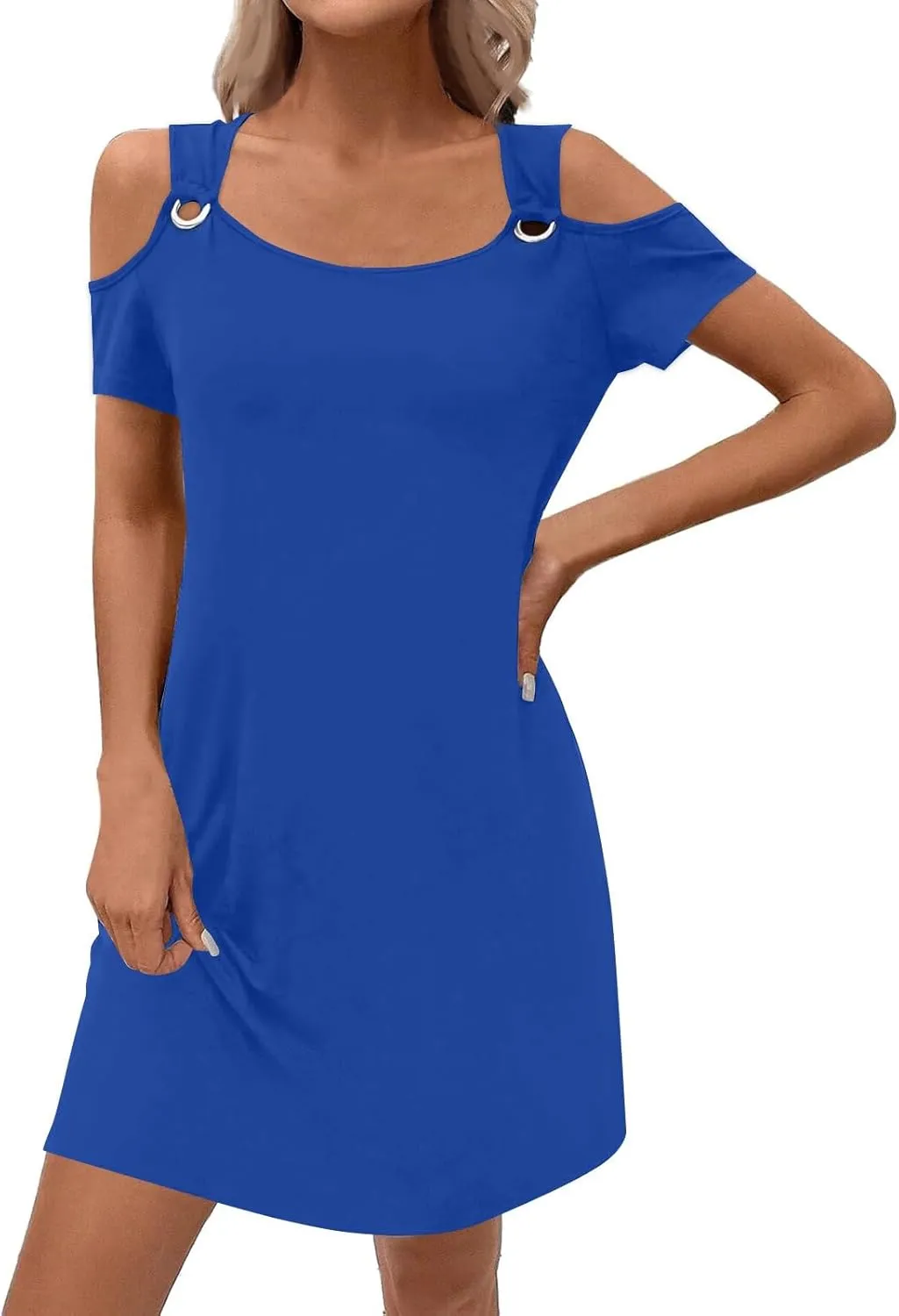 Women's Summer Casual Trendy Sleeveless Halter Solid Color Striped Printed Midi Dress 2025 with Pockets, S-3XL