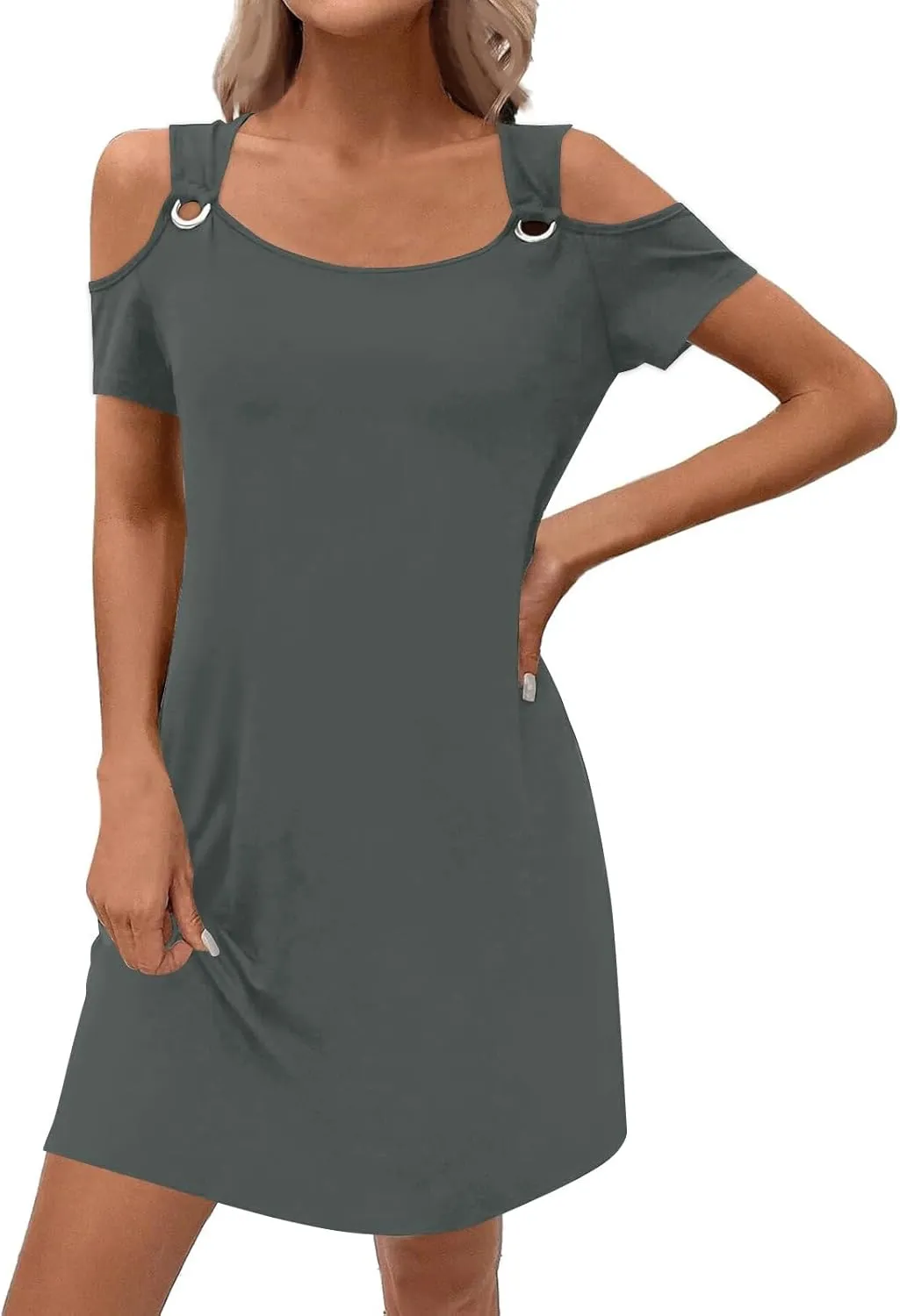 Women's Summer Casual Trendy Sleeveless Halter Solid Color Striped Printed Midi Dress 2025 with Pockets, S-3XL