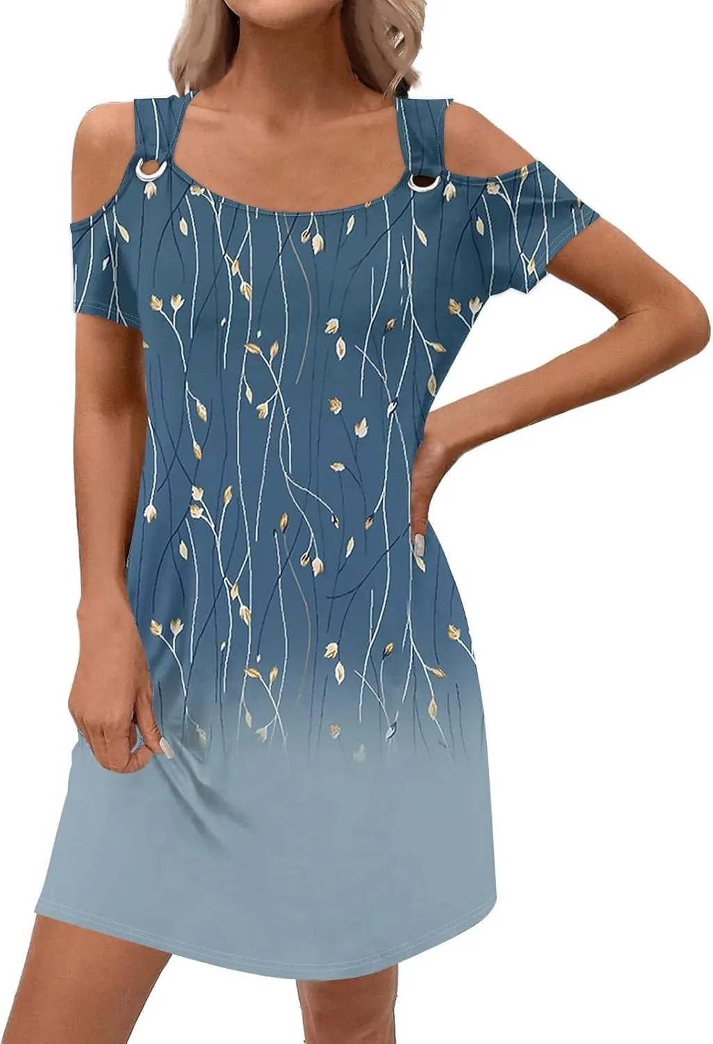 Women's Summer Casual Trendy Sleeveless Halter Striped Polka Dot Floral Print Midi Dress 2025 with Pockets, S-3XL