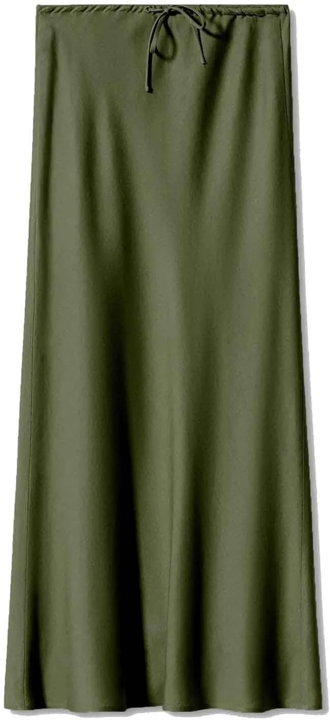 Womens Summer Fall Skirt 2025 High Waist A Line Flowy Long Skirts Drawstring Floor Length Cocktail Party Maxi Skirts