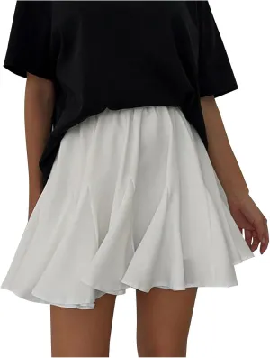 Women's Summer High Waist Pleated Skirts Casual Ruffle Beach Mini Skirt Fashion Elastic High Waisted Short Skirts