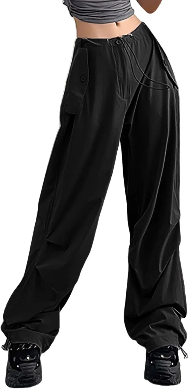 Women's Summer Trendy Jogging Sweatpants Low Rise Drawstring Palazzo Gaucho Sweat Pants Wide Leg Active Trousers