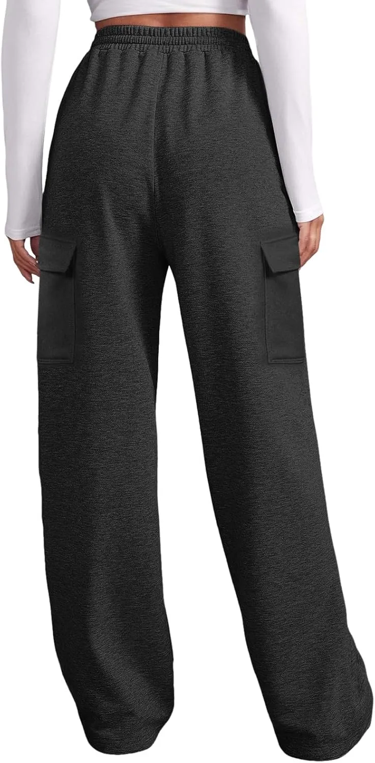 Womens Sweatpants Loose Casual Drawstring Sweat Pants Elastic Band Straight Leg Athletic Pants with Pockets