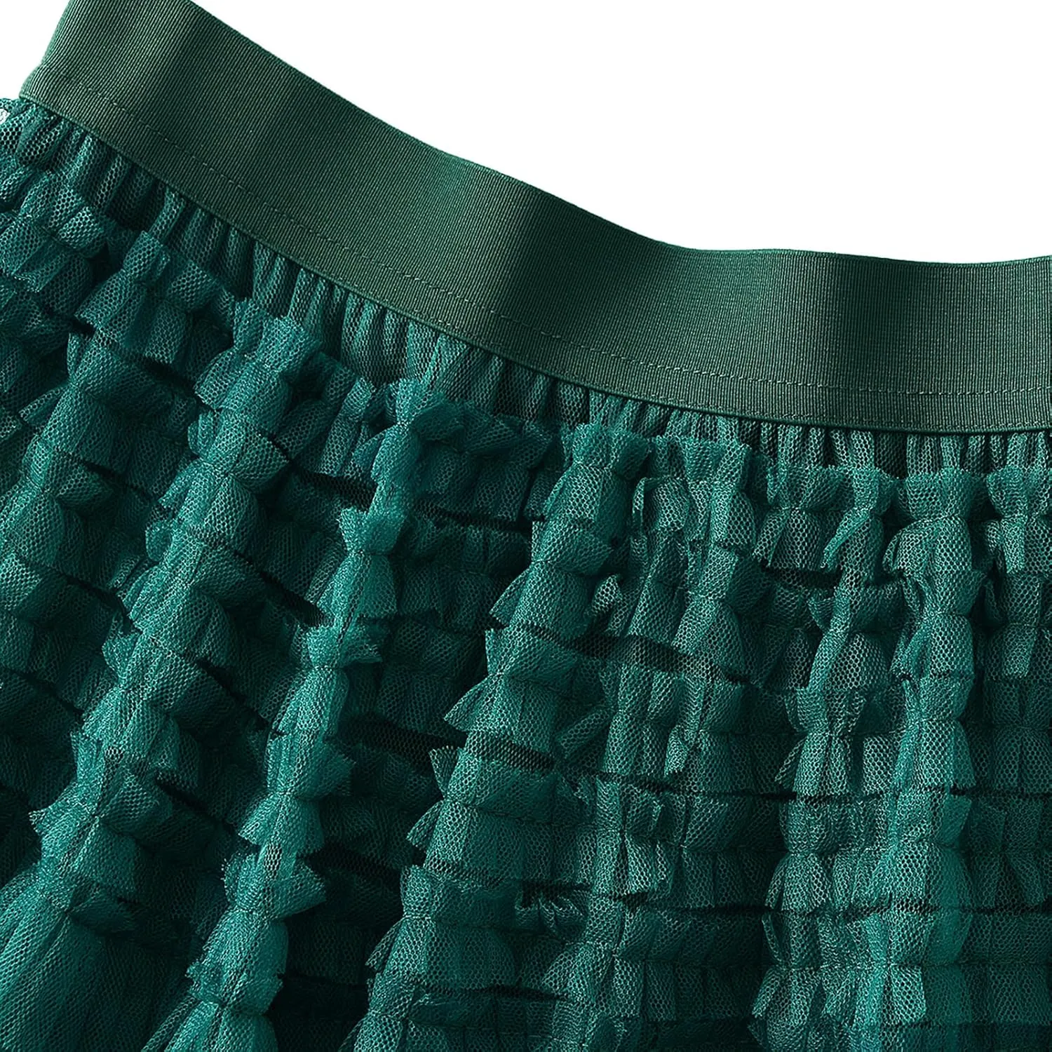 Womens Tiered Tulle Long Skirt A Line High Waist Layered Mesh Midi Skirts Pleated Ruffle Tutu Maxi Party Skirt