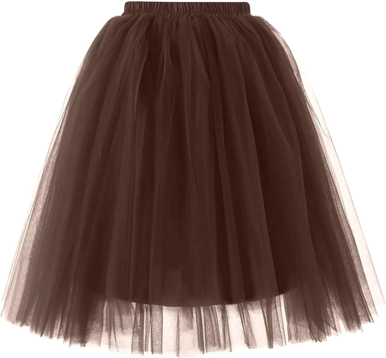 Womens Underskirts for Cosplay Elastic Ruffle Tutu Skirt Party Tulle Elegant Midi Skirt Lightweight A-Line Petticoat
