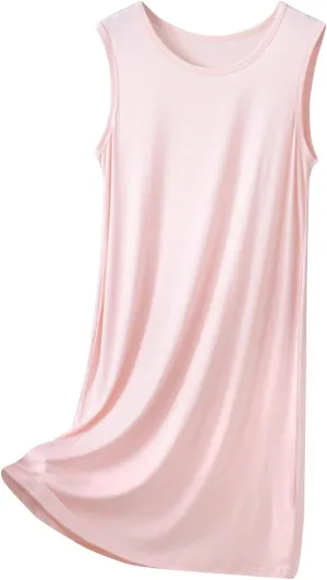 Women's Vacation Outfits Summer Casual Trendy Solid Color Sleeveless Tank Beach Dress Plus Size, XL-8XL