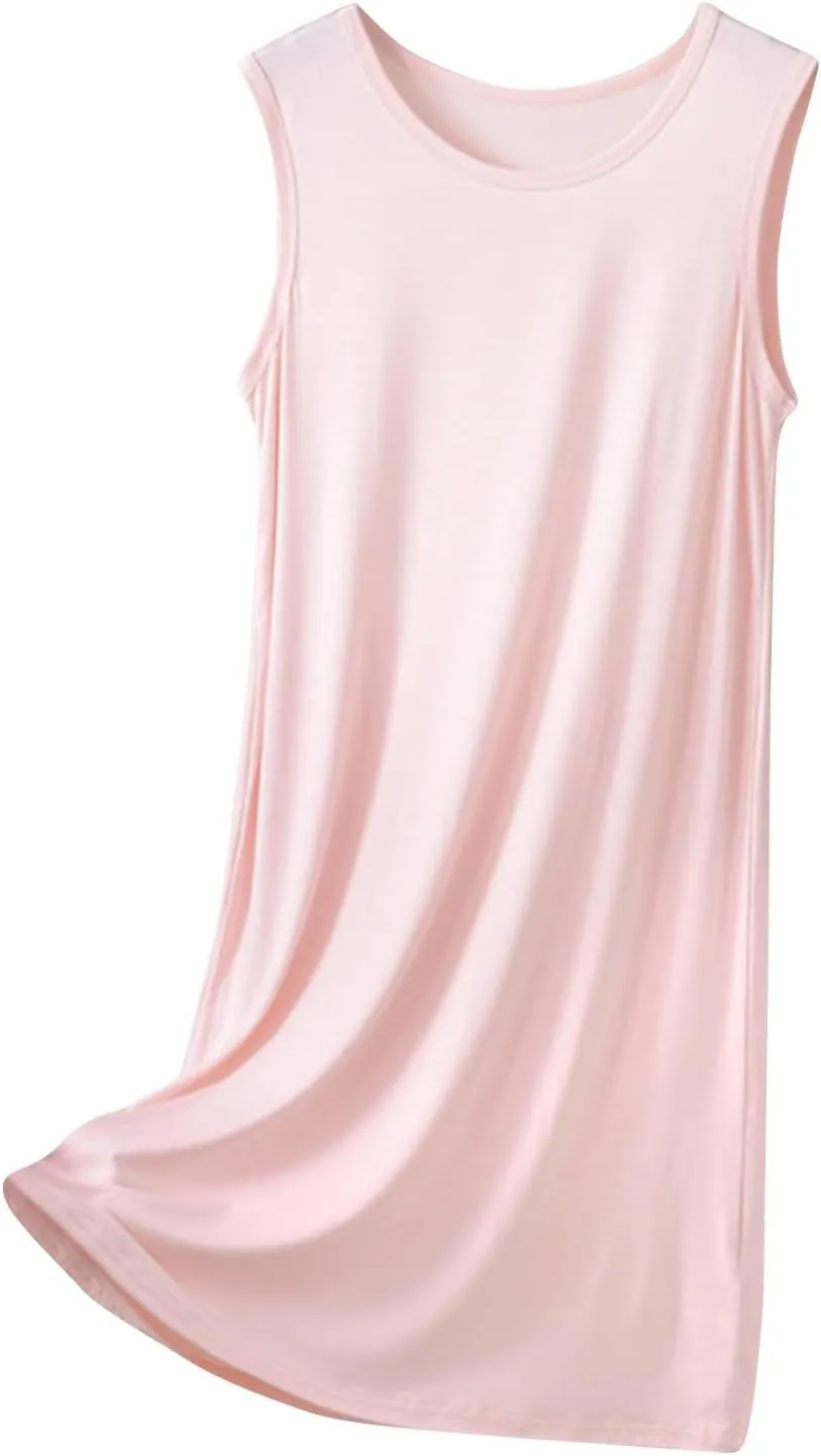 Women's Vacation Outfits Summer Casual Trendy Solid Color Sleeveless Tank Beach Dress Plus Size, XL-8XL